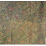 Arts & Crafts tapestry hanging, tones of russet and green, leaf pattern.