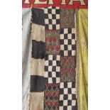 Early 20th Century fabulous African bark cloth tribal hanging with embroidery,