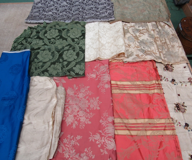 A number of 18th, 19th and early 20th Century silks, jacquard and damasks , various sized pieces.