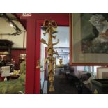 A pair of carved gilt wood and metal wall sconces, one a/f,