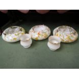 Three vintage mottled glass ceiling light shades and a pair of shades (5)