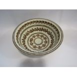 A 19th Century Irish Portneuf sponge decorated wash bowl unusually printed in brown with floral