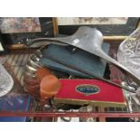 A silverplate fluted dish, retro coat hanger, flatware and Ogden,