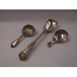 Three silver caddy spoons