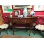 A George III revival crossbanded mahogany bow fronted sideboard,