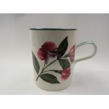 A Wemyss floral large tankard with restored handle, 14.