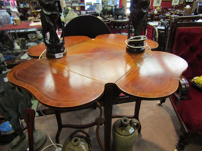 An Edwardian mahogany occasional table with shaped drop-flaps, decorative line inlay, - Image 2 of 2