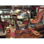 A mid Victorian mahogany serpentine front dressing chest mirror,