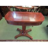 A William IV mahogany bow front card table,
