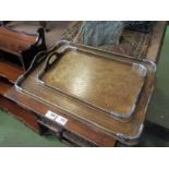 Two 20th Century oak trays with gallery edge