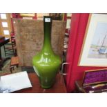 A large olive green glass vase,