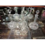 A 19th Century cut glass shaft and globe decanter,