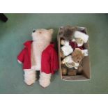 Assorted soft toys including Paddington Bear together with a boxed Silken Flame Barbie doll