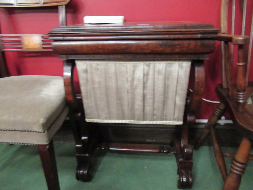 A circa 1840 rosewood games/work table, - Image 2 of 4