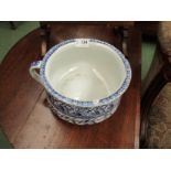A Victorian blue and white chamber pot,