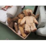 A box containing assorted stuffed teddies and animals (15 approx)