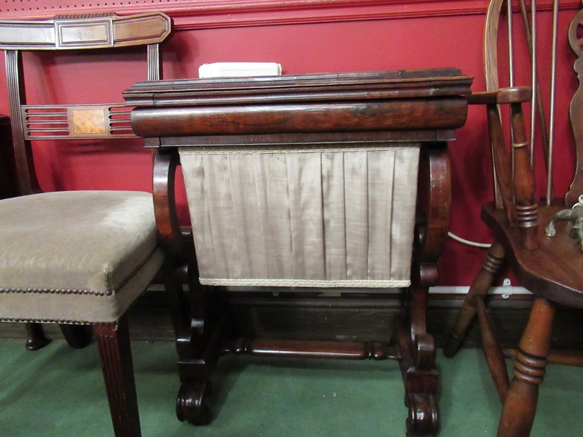 A circa 1840 rosewood games/work table, - Image 3 of 4