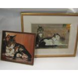 SONIA BULL: Oil on board, Tabby cat, signed lower right,