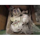 Three boxes of tea wares including Myott mallard design