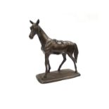 A modern bronze of a saddled horse. Unsigned.