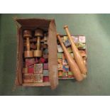 Assorted wooden toys including early 20th Century picture blocks,