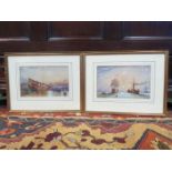 J.CALLINGHAM (act.1873-1879) A pair of framed and glazed watercolours, ships coming out of harbour.