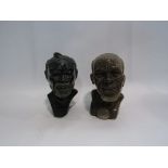 Two carved stone ethnic busts