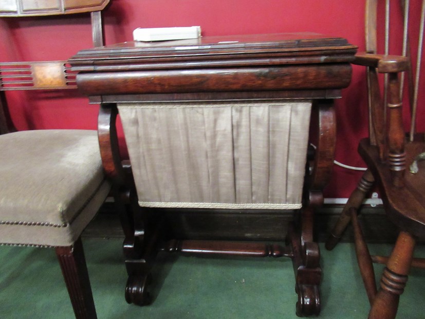 A circa 1840 rosewood games/work table,