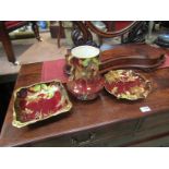 A Carlton Ware "Rouge Royale" vase and two bowls