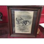A Victorian print showing rescue at sea, details verso, framed and glazed,