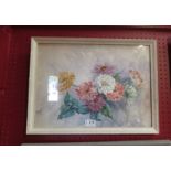 A pair of mid 20th Century floral watercolours by Margaret Williams "Zinnias",