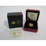 A 2019 ten dollar pure gold coin 100th Anniverary of the last issued sovereign, Royal Canadian Mint,