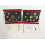 Four boxed and cased Royal Mint coin proof sets: 1988, 1993,