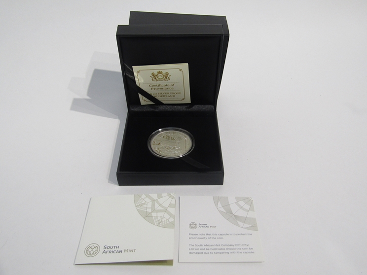 A 2018 1oz silver proof Krugerrand, South African Mint, cased and boxed, limited edition of 15,
