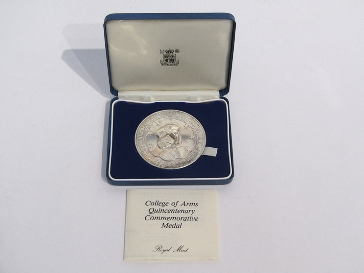 A Royal Mint College of Arms Quincentenary silver medal with Richard III obverse,