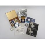 A box of mixed silver proof and base metal coinage including "Search for the North West Passage"