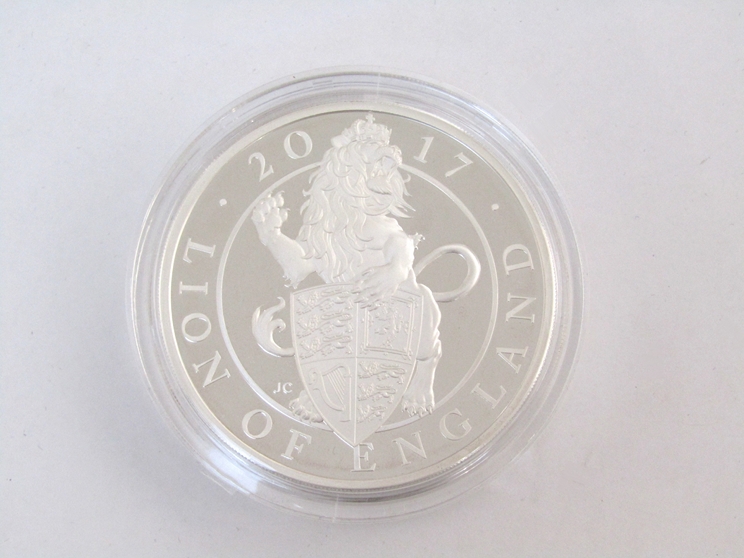 A 2017 "Lion of England" The Queen's Beasts silver proof five ounce £10 coin, Royal Mint, - Image 2 of 3