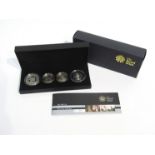 A Royal Mint UK silver proof 2009 Piedfort four coin collection set,