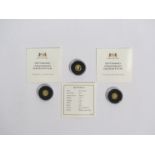Three 2019 Harrington & Byrne Centenary of Remembrance gold proof £5 coins, limited edition of 4,