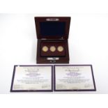 A modern presented set of three genuine Queen Victoria half sovereigns, Young,