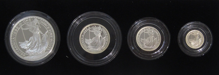 A UK 1998 silver proof Britannia collection of four coins - Image 2 of 2