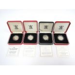 Four silver proof £2 Piedfort coins including 1995 WWII