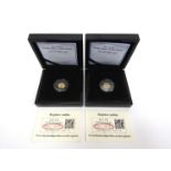 Two London Mint 2012 Diamond Jubilee double portrait 'Quarter Sovereign' featuring Queen Victoria