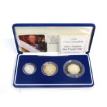 A 2004 Royal Mint UK silver proof Piedfort three coin collection,