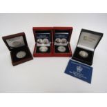 Two London Mint Gibraltar £5 coins in 925 silver, cased and boxed,