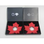 Two Canada 2015 20 dollar silver maple leaf coins, Royal Canadian Mint, cased and boxed,