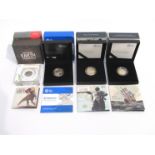 Four Royal Mint silver proof coins including "Tales of the Earth 2020" 50p coin