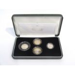 A 2005 Royal Mint UK silver proof Piedfort four coin collection,