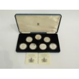 A Royal Mint "Her Majesty Queen Elizabeth the Queen Mother" 1980 cased set of seven silver crowns