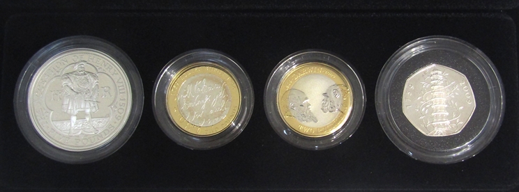 A Royal Mint UK silver proof 2009 Piedfort four coin collection set, - Image 2 of 2